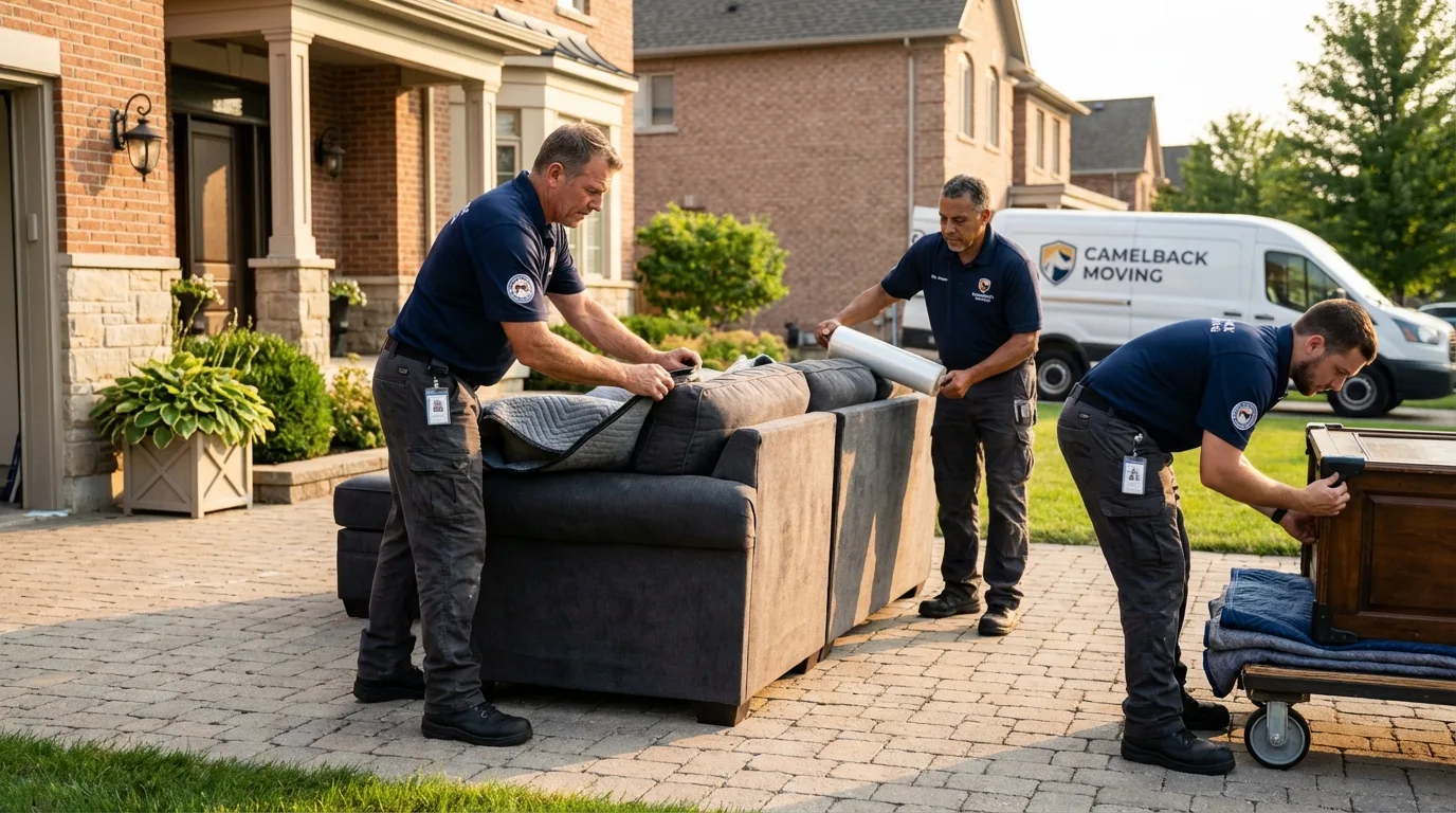 Large estate moving crew wrapping furniture in Lindstrom, MN