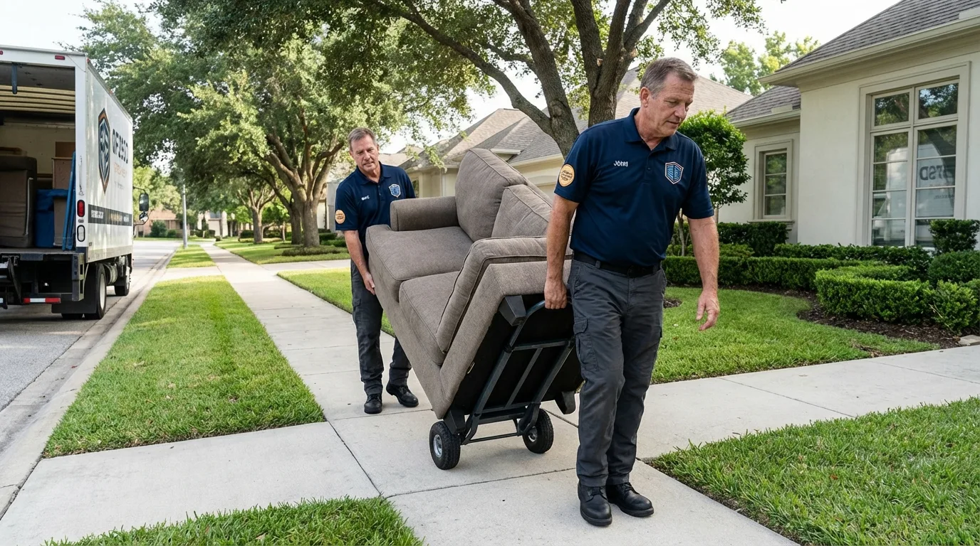 Local residential moving crew loading furniture in Lindstrom, MN